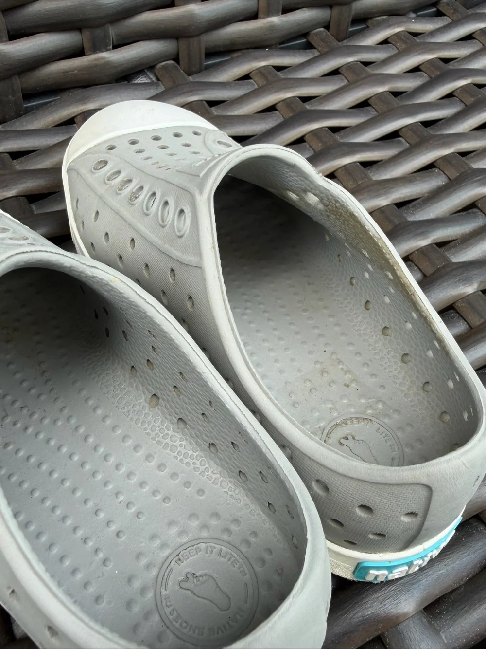 Native Size 10C Light Gray Perforated Slip-On Sneakers Water Shoes